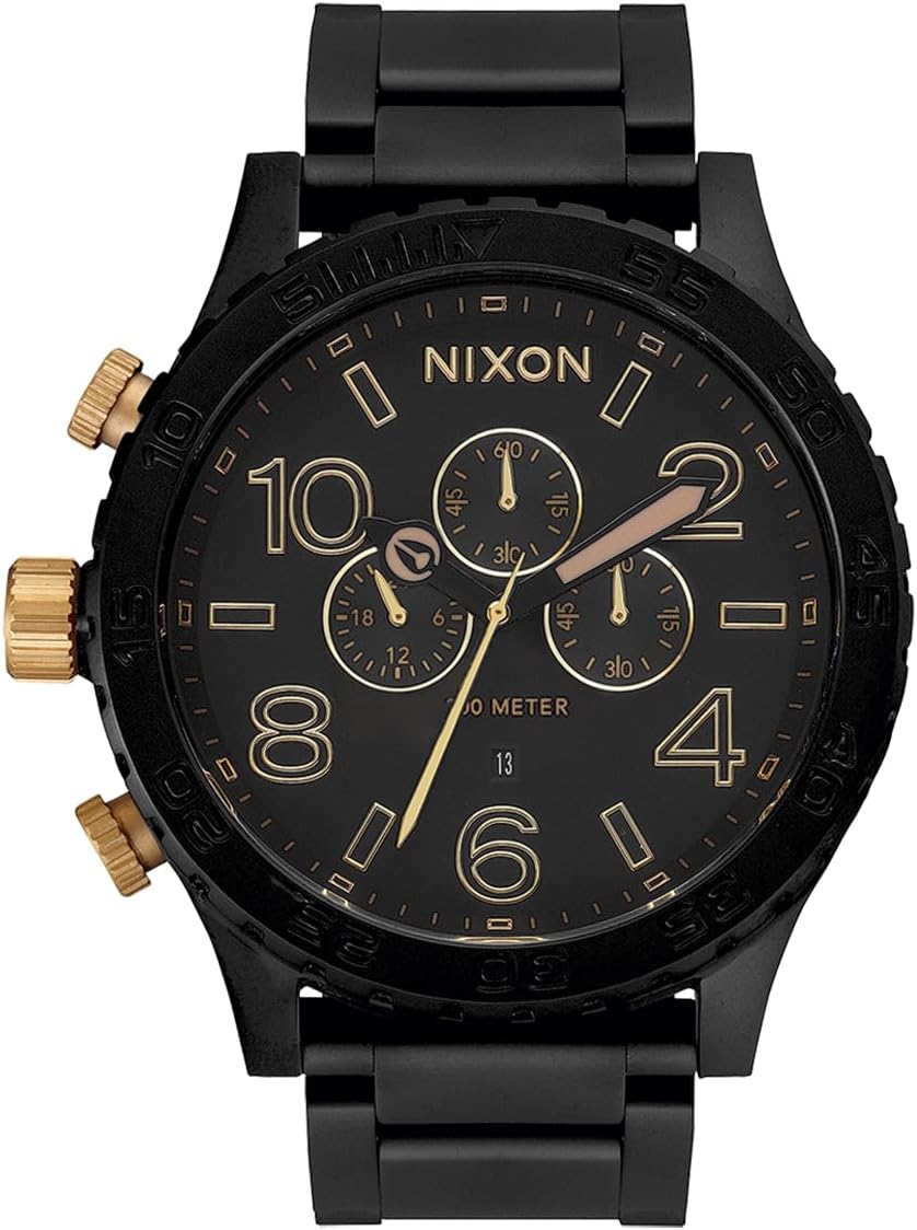 NIXON 51-30 Chrono A1389 - Reloj analógico de moda para hombre resistente al agua de 300 m (carátula de reloj de 51 mm, correa de acero inoxidable de 25 mm)