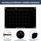 Pizarra blanca con calendario para pared, 36 x 24 pulgadas, cristal