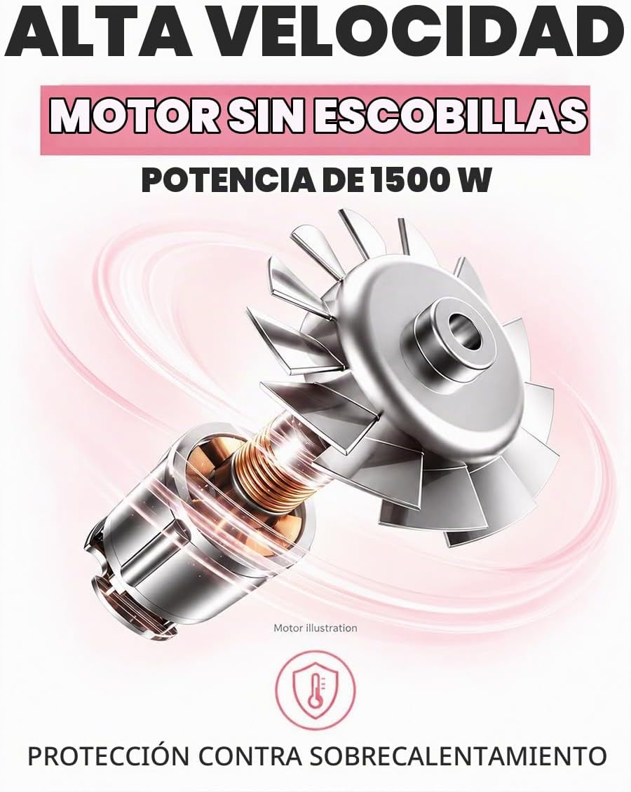 Secador de pelo iónico profesional con difusor, secador de alta