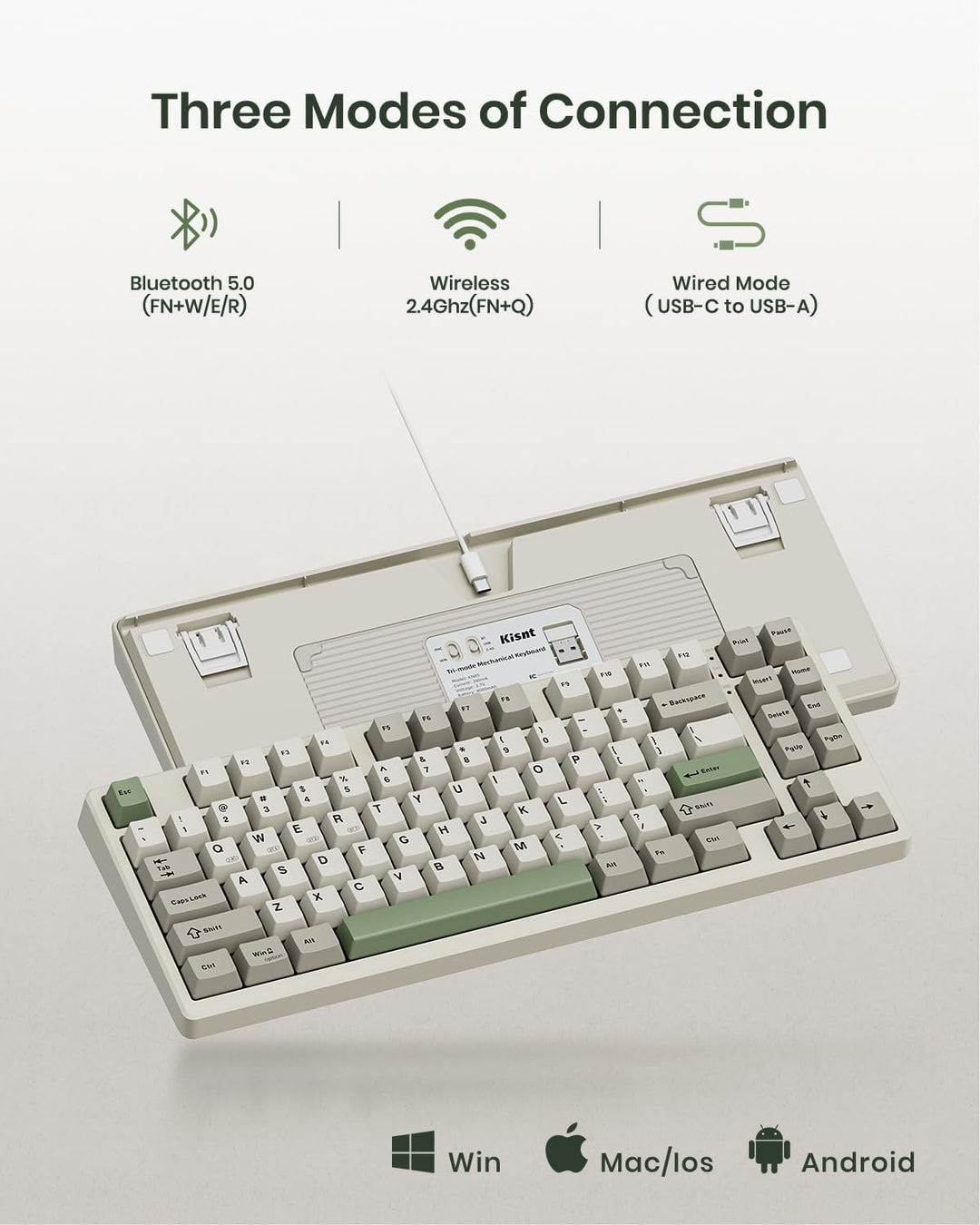 Kisnt Teclado mecánico inalámbrico KN85 para juegos, diseño del 75%...