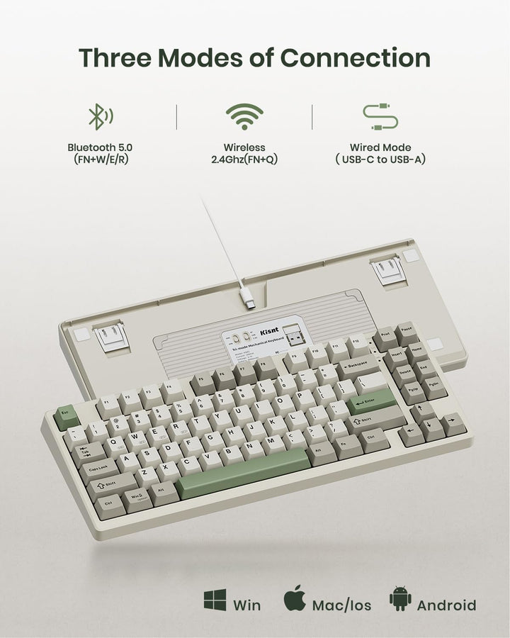 Kisnt Teclado mecánico inalámbrico KN85 para juegos, diseño del 75%...