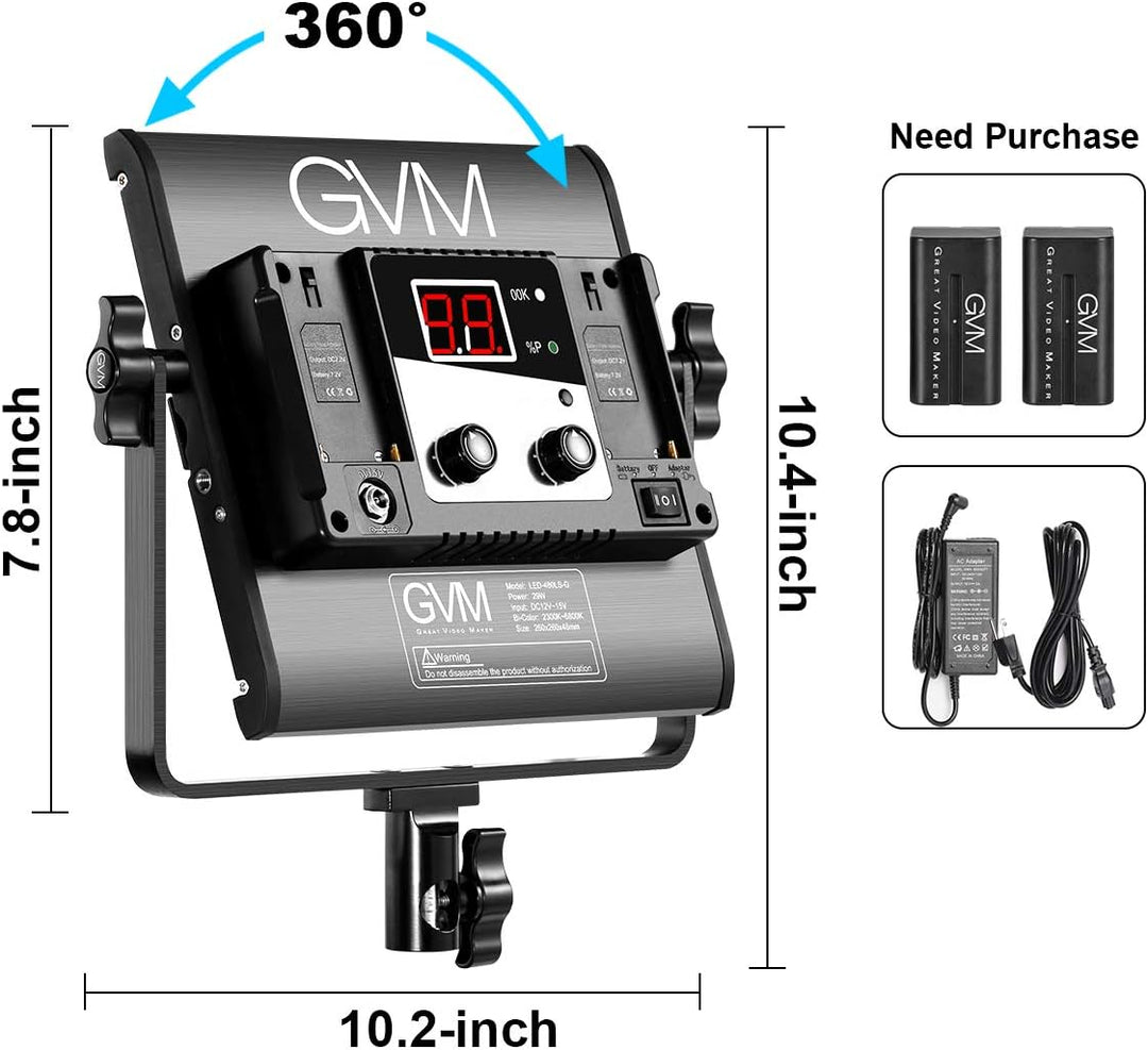 GVM Paquete de 3 kits de iluminación de video LED, bicolor variable...