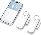 TECKNET Alarmas de puerta cuando se abre, alarma con sensor de puerta inteligente WiFi de 2.4 G y timbre, alertas de aplicación, alarmas de puerta para seguridad de los niños