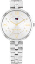 Tommy Hilfiger Reloj para Mujer – Movimiento de cuarzo de 34 mm, caja de acero inoxidable y brazalete de eslabones delgados, esfera con recortes en diamante, números romanos y acentos de cristal – Reloj de vestir elegante