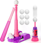 TOY Life Tball Set con Ball Launcher, Baseball Tee para Girls 3-8, Pink