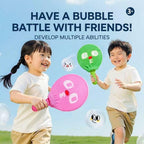 Kit de máquina mágica de burbujas de humo para niños, burbujas elásticas con raquetas y guantes de punto, varita de burbujas antiniebla 10 en 1 con luces y música, regalo sensorial recargable para