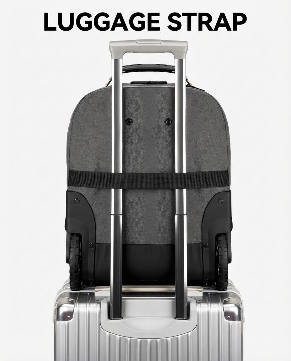 MATEIN Bolsa con ruedas para laptop con ruedas más grandes, espacio...