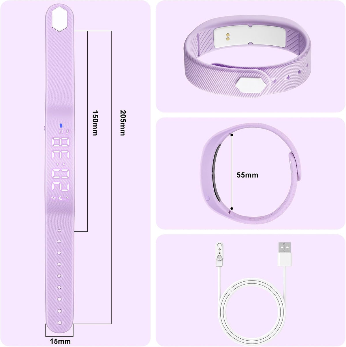 Reloj de seguimiento de actividad física para niños con podómetro, no requiere aplicación, reloj digital deportivo al aire libre para niños y niñas de 5 a 13 años con alarma de vibración