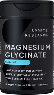 Sports Research® Glicinato de magnesio - Apoya el sueño reparador y...