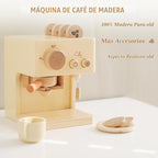 ibwaae Cafetera para niños, 10 piezas, juego de cafetera de juguete, juego de cocina de madera, juguetes para niños pequeños, accesorios de cocina, juegos de comida de juego de simulación para niñas y