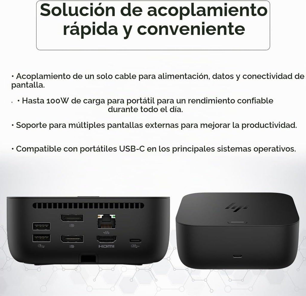 Estación de acoplamiento USB-C G6 de 100 W con puertos HDMI, DisplayPort y
