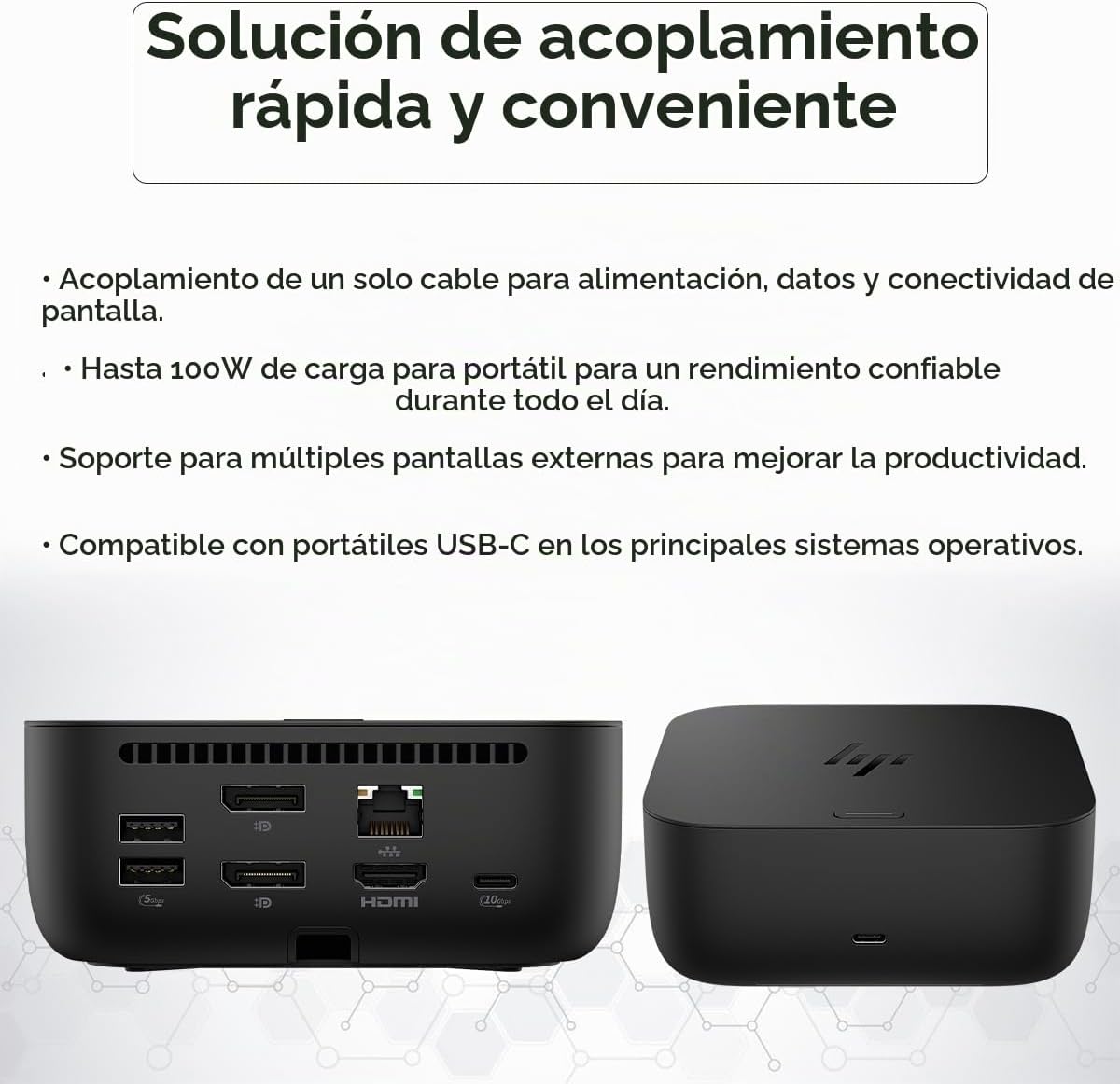 Estación de acoplamiento USB-C G6 de 100 W con puertos HDMI, DisplayPort y