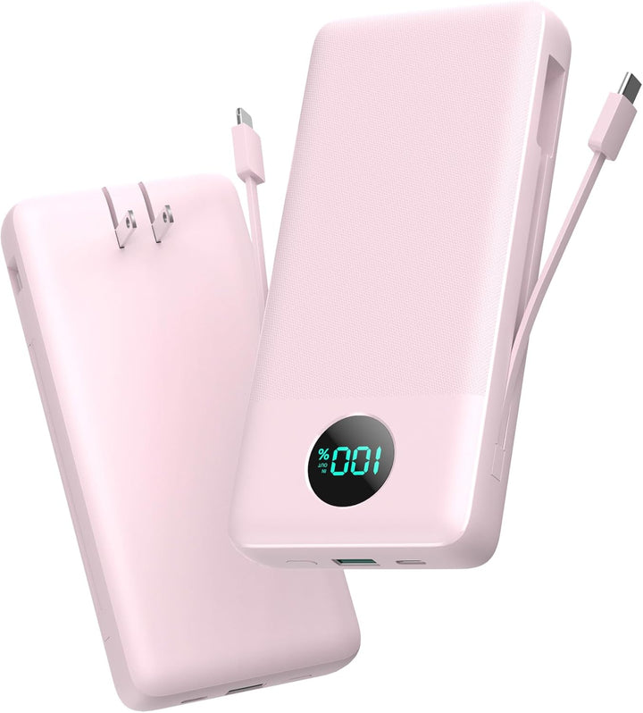 Cargador portátil de 33800 mAh USB C con cables integrados y enchuf...