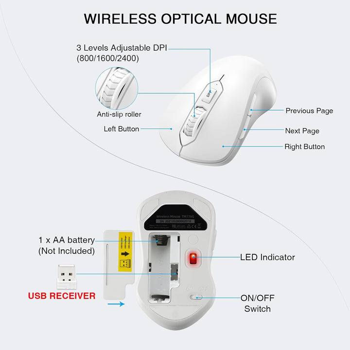 Combo de teclado y mouse inalámbricos, teclado inalámbrico de tamañ...