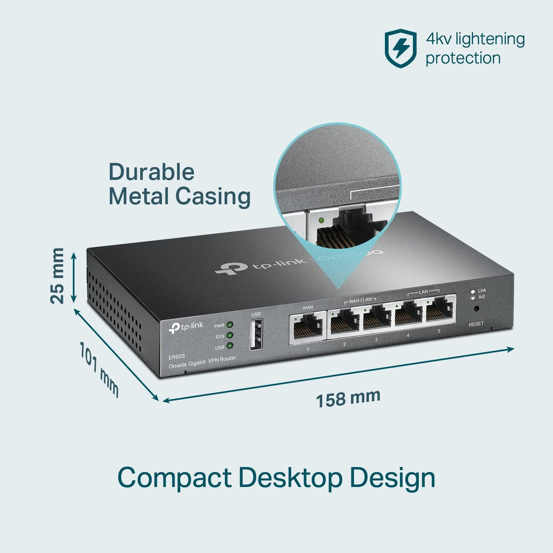 TP-Link Router VPN Gigabit con cable ER605 V2, hasta 3 puertos Ethe...