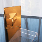 Calculadora acrílica con soporte, calculadora básica de 12 dígitos LCD de energía híbrida de batería y solar, accesorios de escritorio para el hogar y la oficina (dorado)