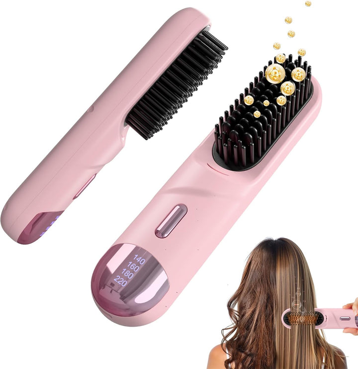 Go Brush Pro - Cepillo alisador de pelo corto inalámbrico y portáti...
