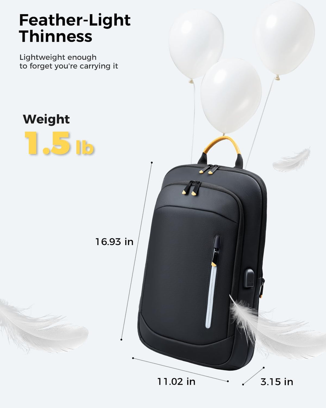 Lekespring Mochila delgada para laptop para hombre, Negro-no expand...