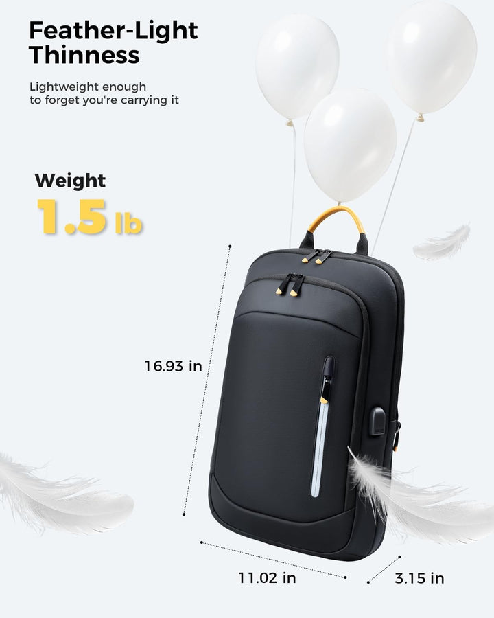 Lekespring Mochila delgada para laptop para hombre, Negro-no expand...