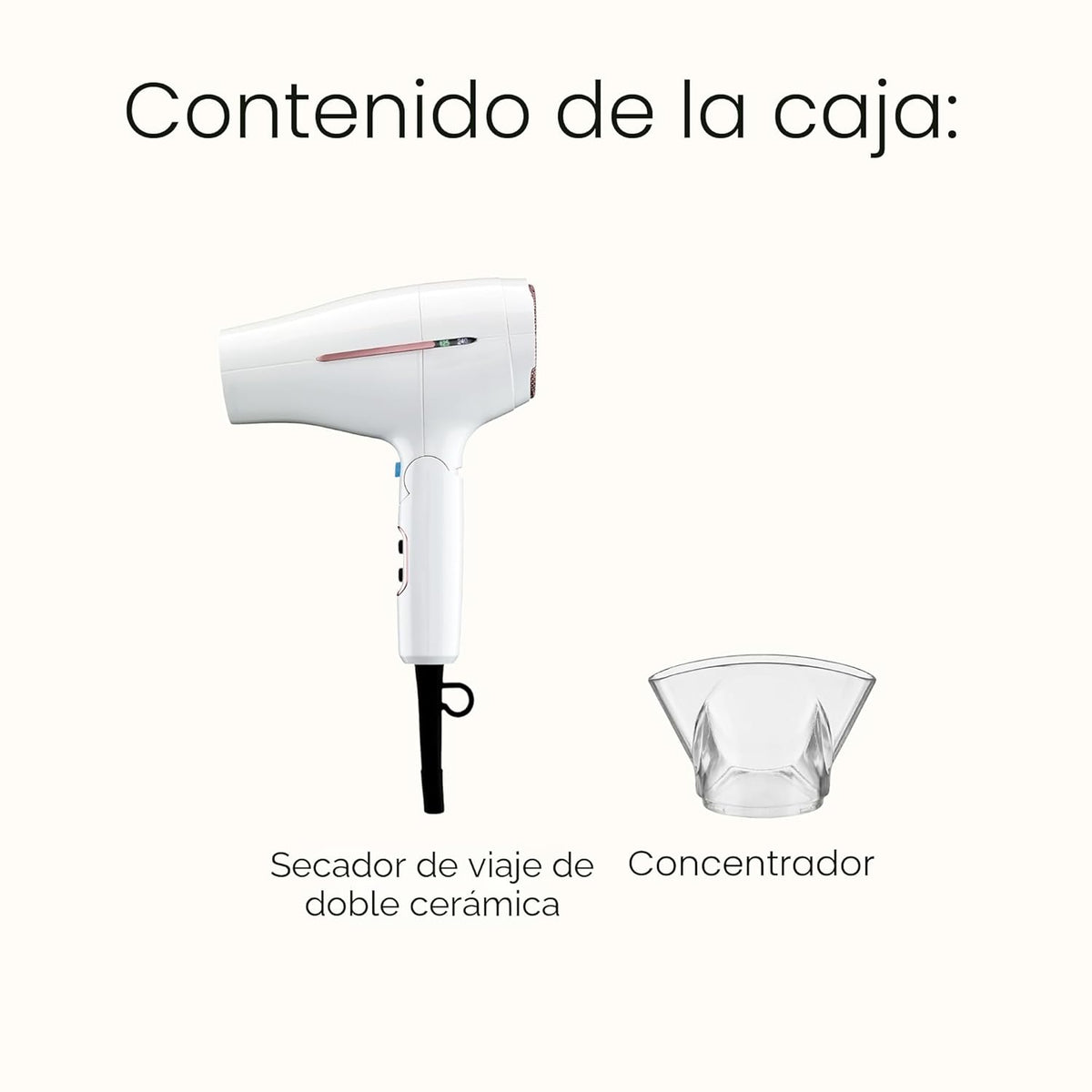 Conair Secador de viaje de cerámica doble con concentrador y mango...