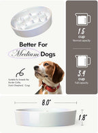 LE TAUCI Cuencos para perros de cerámica de alimentación lenta, cuenco de alimentación lenta de 1.5 tazas para razas pequeñas y medianas, cuenco de comida para perros de rompecabezas para comer rápido
