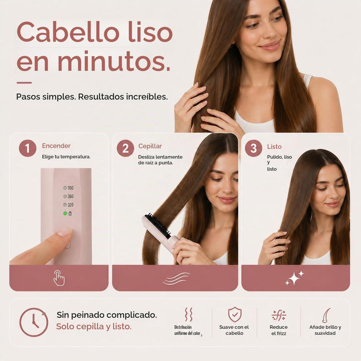 Cepillo alisador de pelo inalámbrico - Plegable - Diseño de viaje