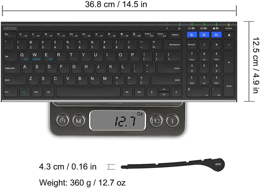 Arteck HB193 - Teclado Bluetooth universal multidispositivo de acer...