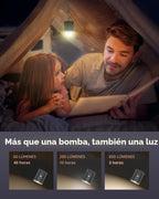 ETENWOLF AIR 3 Bomba de aire para inflables con batería de 2600 mAh y luz de campamento, bomba de aire eléctrica ultrarrápida y mini, desinfla para colchón de aire, flotadores de piscina, bolsas de