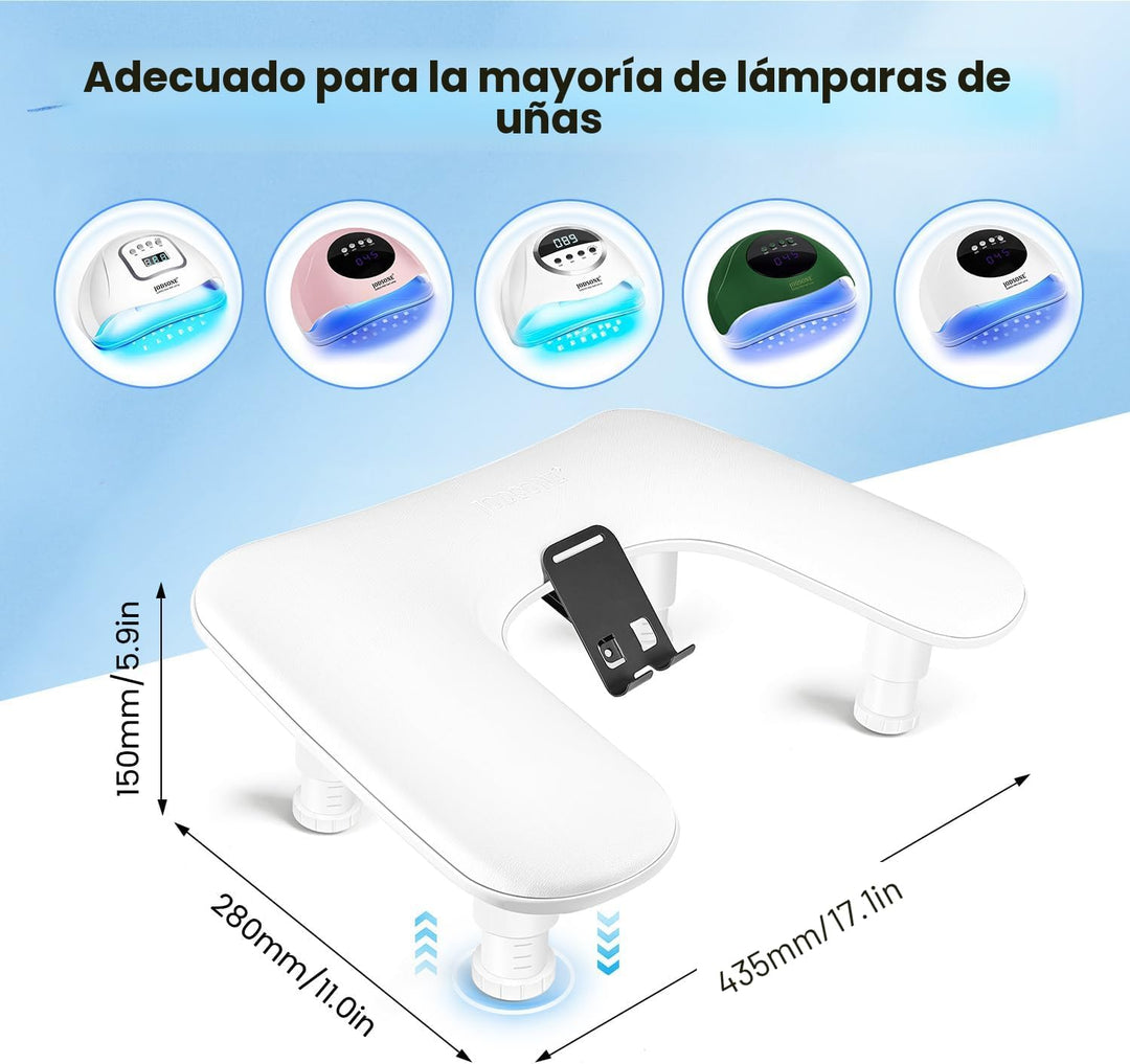 JODSONE Reposabrazos de manicura blanca en forma de U para uñas con...