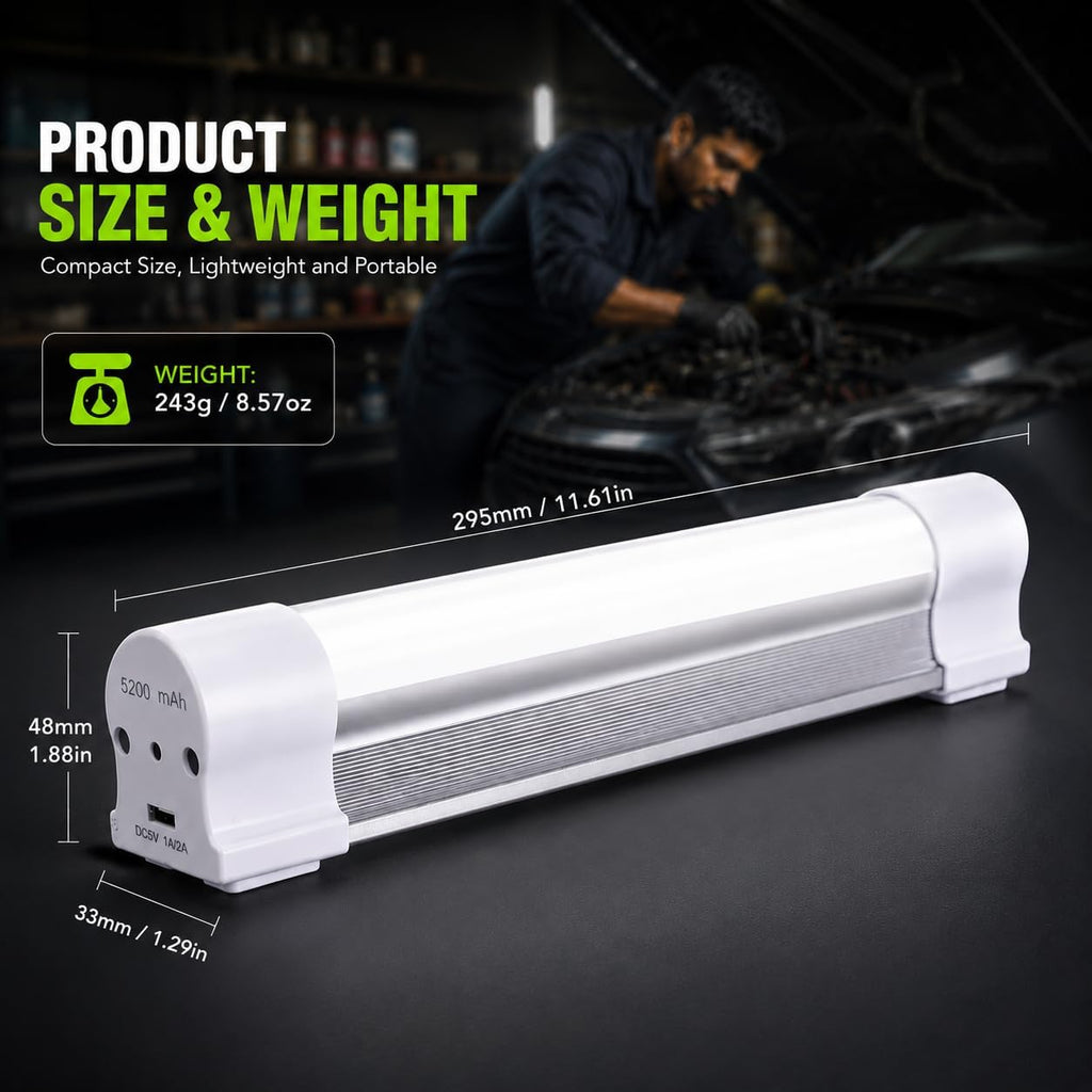 Lámpara LETOUR Luz recargable LED tubo magnético luz 4000lúmenes 5200mAh 5 niveles de atenuación linterna de camping USB recargable luces portátiles con 2 imanes de duración durante 60 horas