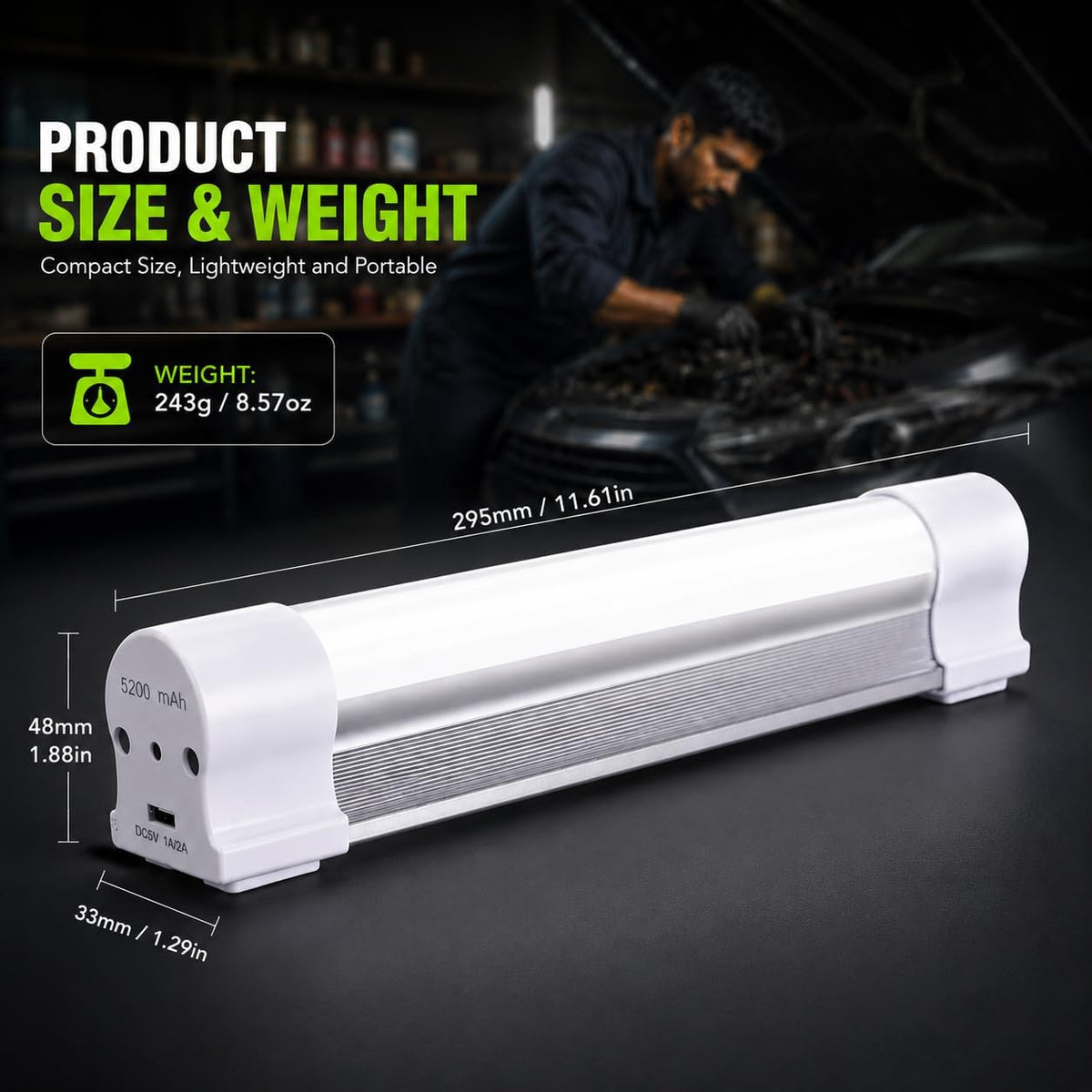 Lámpara LETOUR Luz recargable LED tubo magnético luz 4000lúmenes 5200mAh 5 niveles de atenuación linterna de camping USB recargable luces portátiles con 2 imanes de duración durante 60 horas