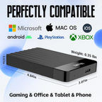 YOTUO - Disco duro externo de 500 GB, disco duro de expansión de almacenamiento portátil, USB 3.0 y USB-C para PC, Mac, computadora de escritorio, laptop, smartphone, PS4, Xbox One, Xbox 360, oficina y juegos, negro