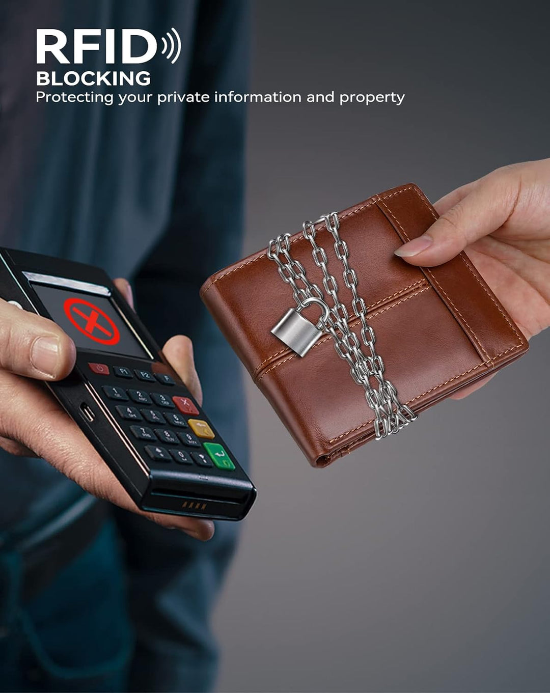 Swallowmall Billetera para hombre con bloqueo Rfid de cuero genuino...