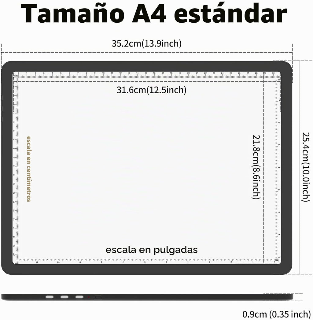 TOHETO Almohadilla de luz recargable A4 para pintura de diamantes, caja de luz de rastreo ultra brillante para dibujar, caja de luz inalámbrica para rastreo y dibujo, tablero de luz de arte de