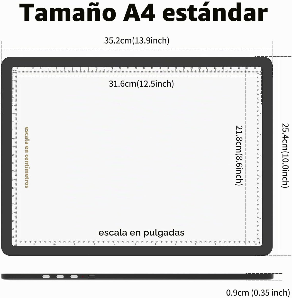 TOHETO Almohadilla de luz recargable A4 para pintura de diamantes, caja de luz de rastreo ultra brillante para dibujar, caja de luz inalámbrica para rastreo y dibujo, tablero de luz de arte de