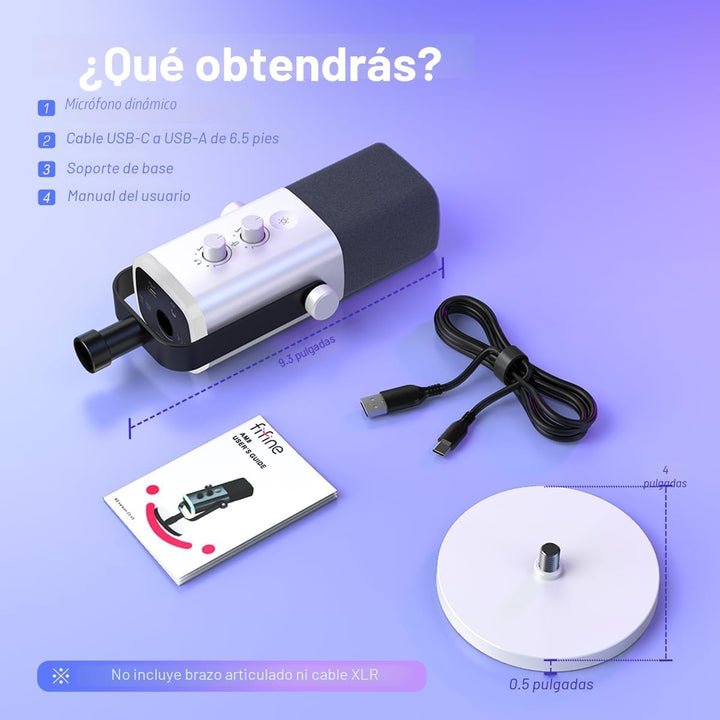 FIFINE XLR\/USB Micrófono para juegos de Gaming para transmisiones...