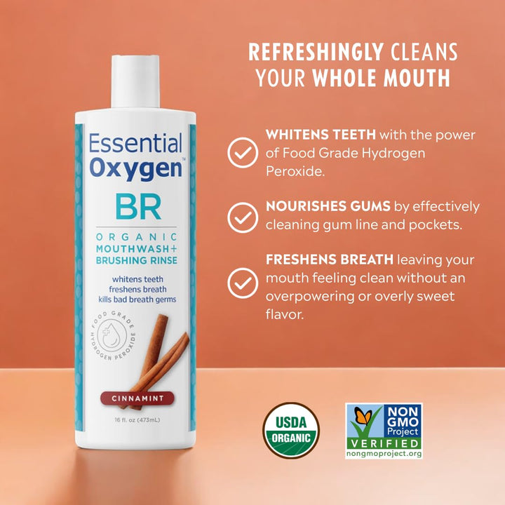 Essential Oxygen, Enjuague de cepillado orgánico certificado, Cinna...