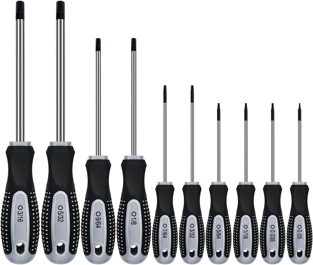Juego de destornilladores hexagonales Allen (paquete de 10 unidades en tamaños SAE de precisión y estándar 0.035", .050", 1/16", 5/64", 3/32", 7/64", 1/8", 9/64", 5/32", 3/16") - Perfecto para autos RC, cuadricópteros y helicópteros