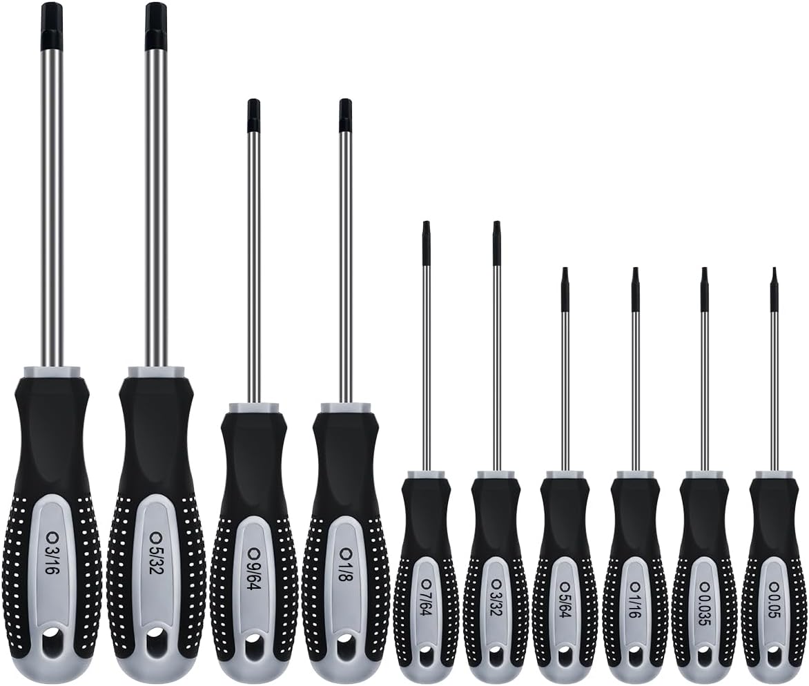 Juego de destornilladores hexagonales Allen (paquete de 10 unidades en tamaños SAE de precisión y estándar 0.035", .050", 1/16", 5/64", 3/32", 7/64", 1/8", 9/64", 5/32", 3/16") - Perfecto para autos RC, cuadricópteros y helicópteros