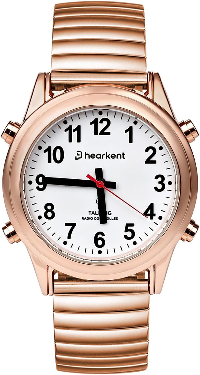 Hearkent El reloj parlante inglés americano atómico habla hora clara y fuerte, la banda elástica de fecha y hora de alarma es el mejor regalo para personas mayores, con discapacidad visual o personas