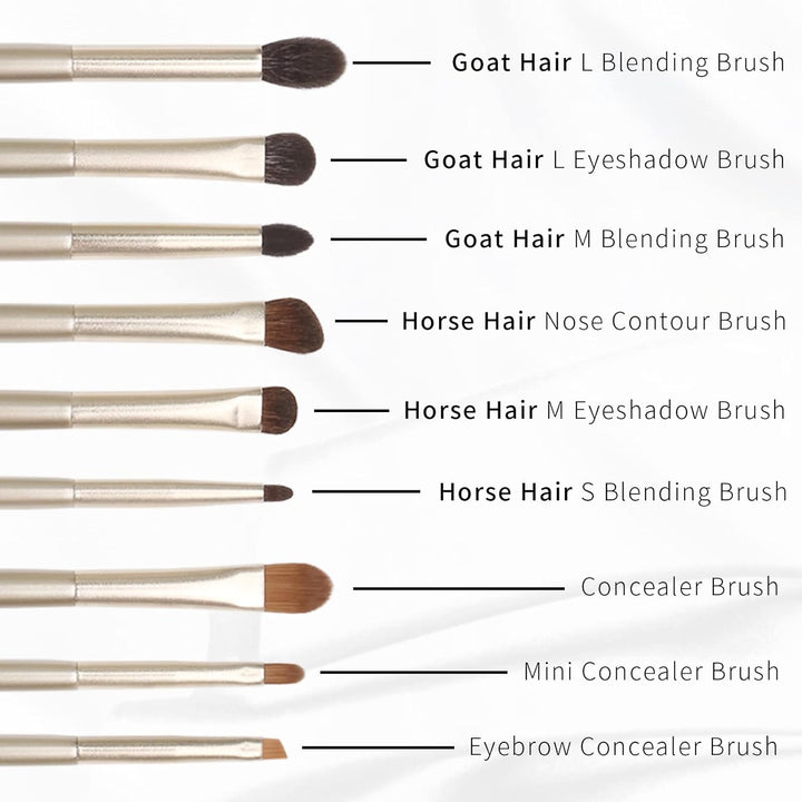 ENZO KEN Juego de brochas para sombra de ojos de pelo natural de ca...