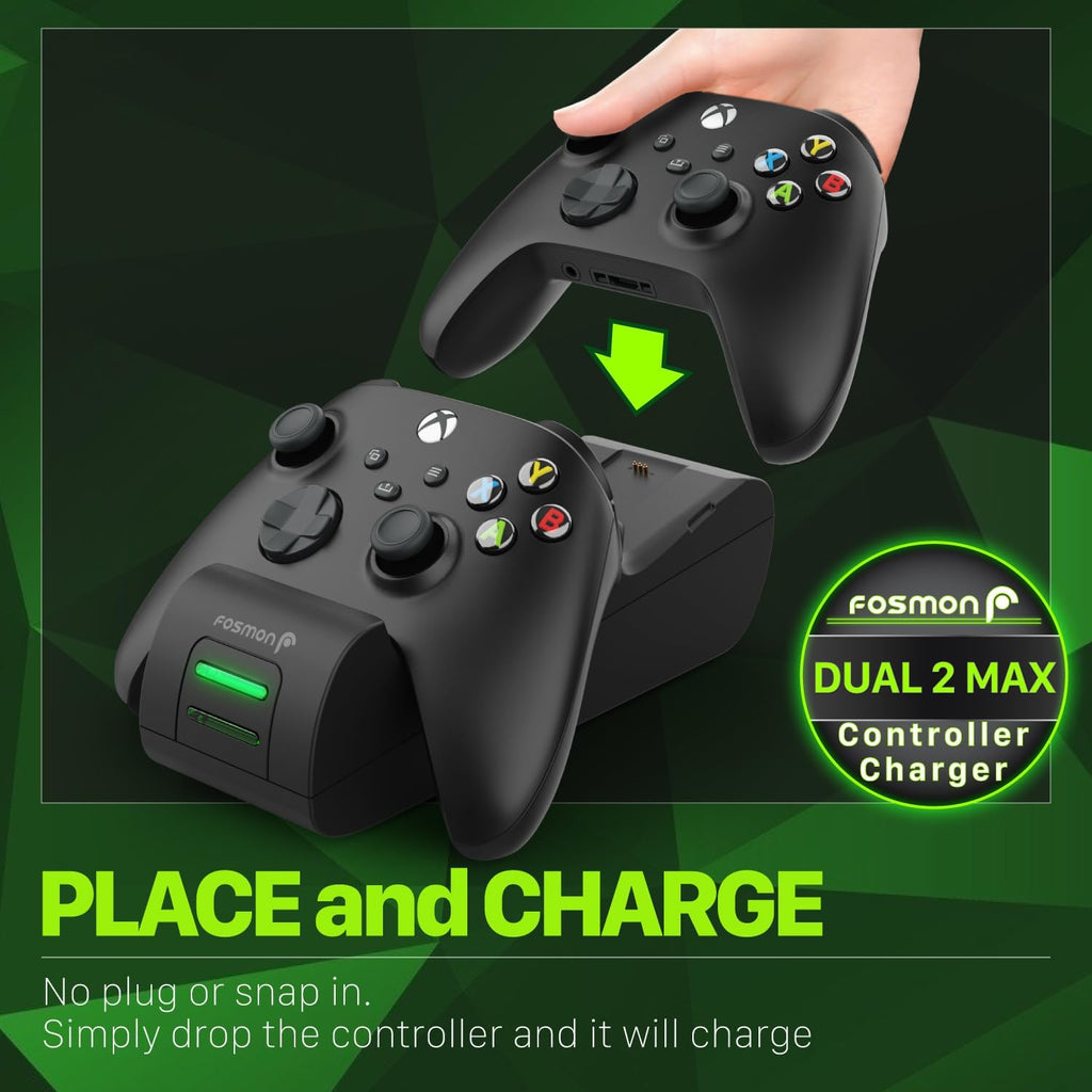 Fosmon Carga rápida para estación de carga de controlador Xbox, negro