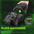 Fosmon Carga rápida para estación de carga de controlador Xbox, negro