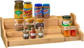 Organizador de gabinete de cocina para especias, estante de exhibición expandible de bambú de 3 niveles, color amarillo