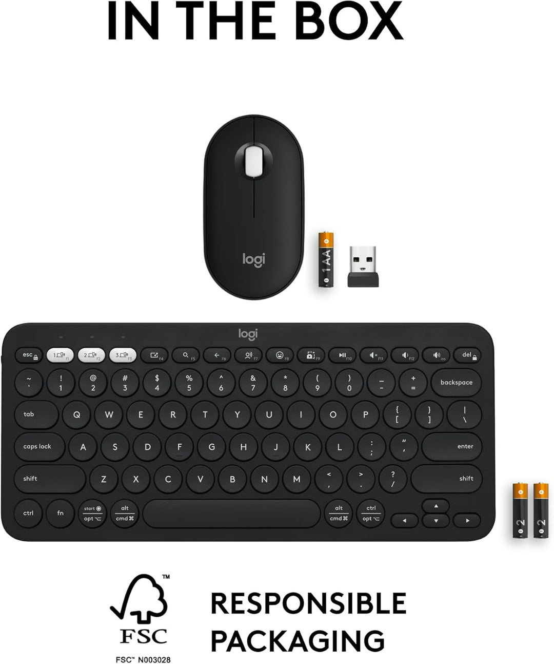 Logitech Pebble 2 Combo, teclado inalámbrico y mouse, silencioso y...
