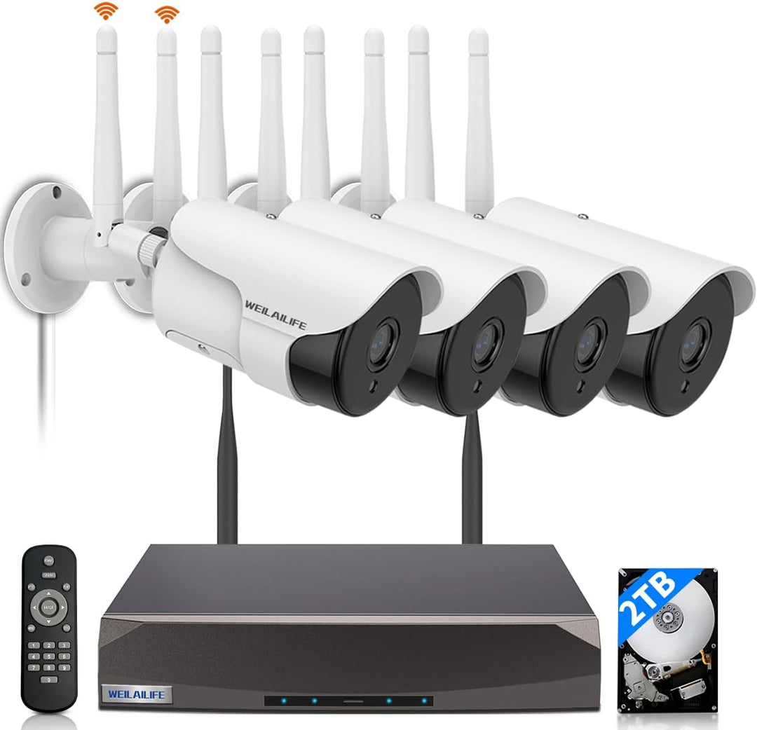 WEILAILIFE 【Antena Dual Mejorada】 Sistema de Cámara de Seguridad In...
