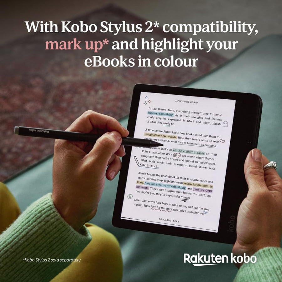 Kobo Libra Colour | eReader | Pantalla Kaleido 3 de tinta E sin deslumbramiento de 7 pulgadas | Opción de modo oscuro | Audiolibros | Resistente al agua | Negro