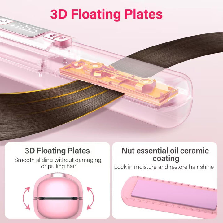 Cordless Hair Straightener and Curler 2 in 1, Mini, Lightweight and...