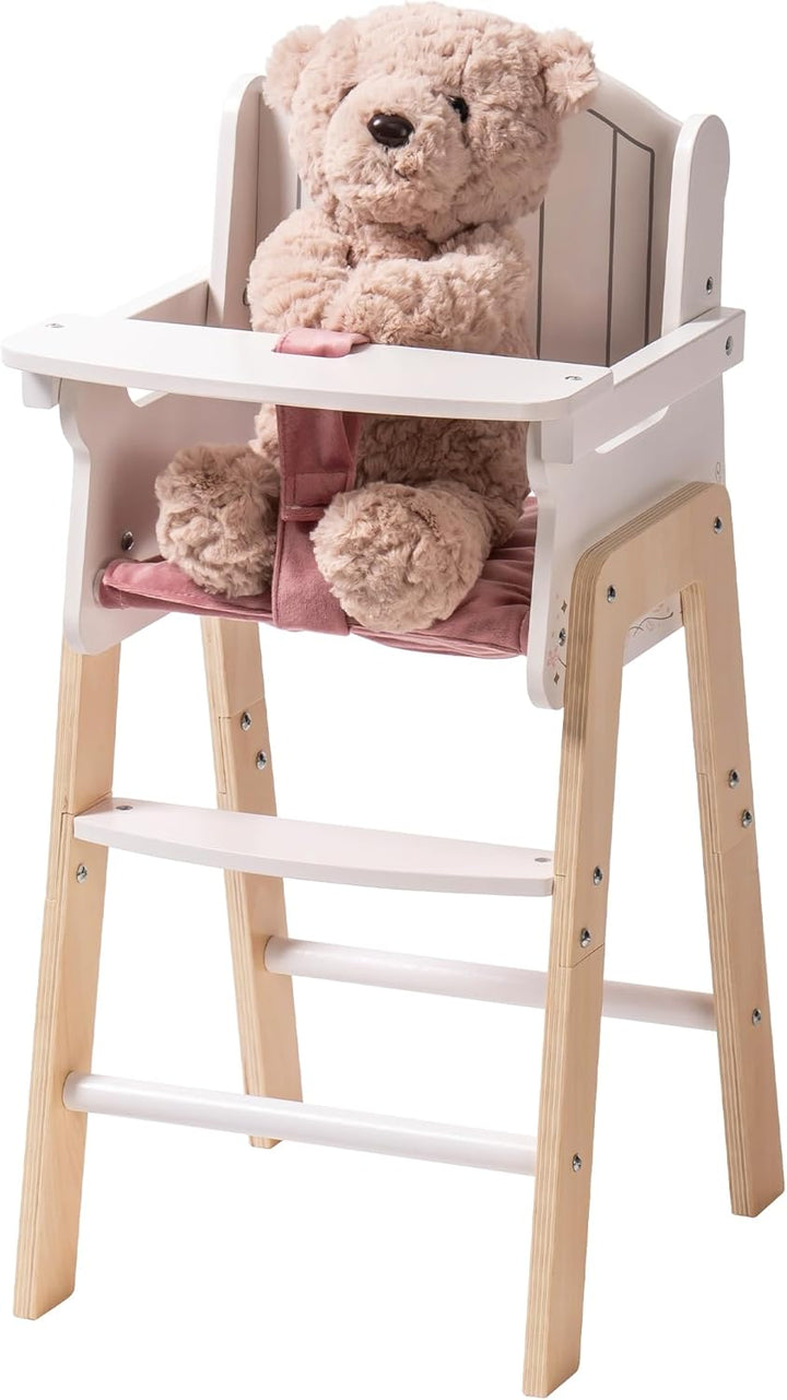 ROBOTIME Silla alta de madera para muñeca de bebé, silla de muñeca...