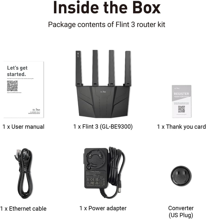 GL.iNet GL-BE9300 (Flint 3) Router WiFi 7 de tres bandas, enrutador...